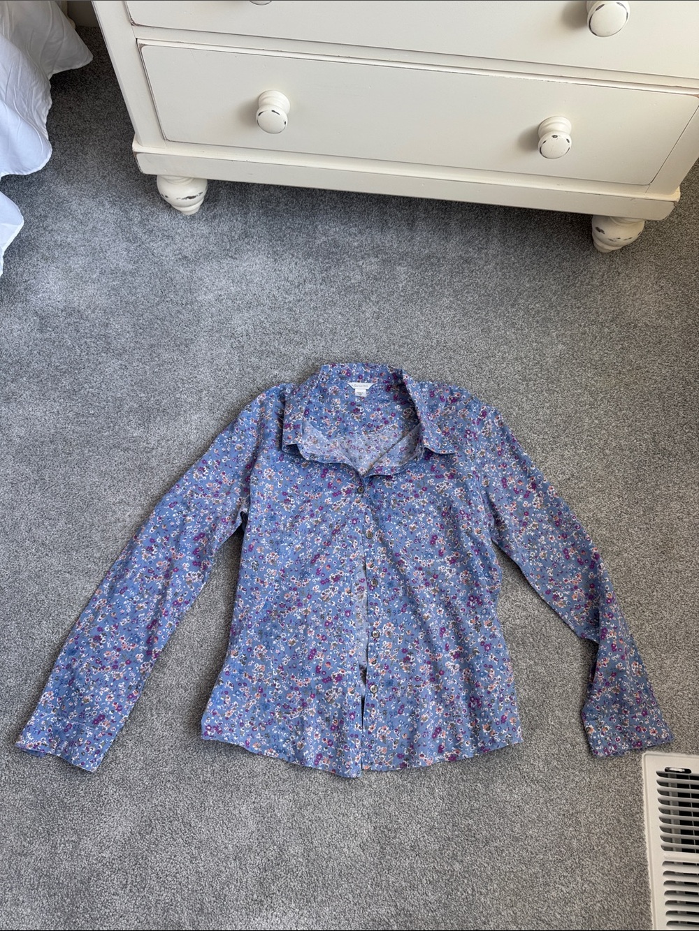Garnet Hill Blue Floral Button-Down Shirt